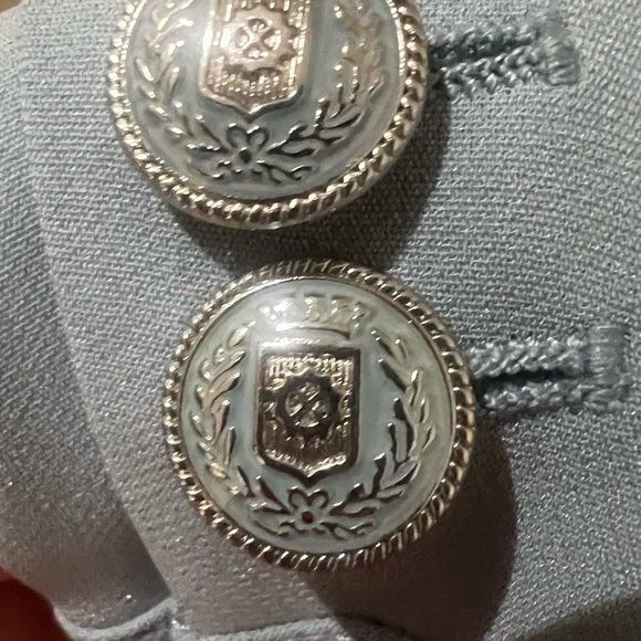 Elie Tahari Light Blue V-Neck Button Jacket - Picture 3 of 5